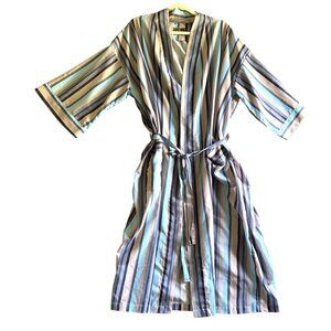 Bill Blass Striped Tie Front Pockets Kimono Men's Size One Size Multicolor